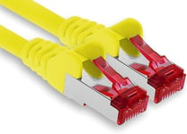 1aTTack.de - 1x 20m câble patch CAT6 S/FTP PIMF blindage CAT.6 câble réseau RJ45 câble Ethernet DSL LAN routeur commutateur modem panneau de brassage - jaune - 1 pièce