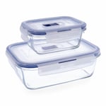 Ensemble de Boîtes à Lunch Luminarc Pure Box Verre Bicolore [2 Pièces]