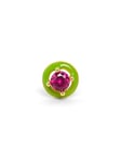 SINGULARU - Boucle d'oreille à l'unité Green Pop - Boucles d'oreilles en Laiton Plaqué Or 18kt avec émail Vert et Zircon Rose - Fermoir en Silicone - Bijoux pour Femmes