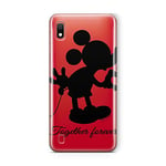 ERT GROUP Original Disney Mickey and Minnie TPU Case for Samsung Galaxy A10, Liquid Silicone Cover, Flexible and Slim, Protective for Screen, Shockproof and Anti-Scratch Phone Case Transparent