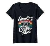 Womens Shooting In Coffee Mode Photographer Camera V-Neck T-Shirt