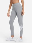 Nike Femme W Nsw Essntl Gx Hr Lggng Ftra Leggings, Dk Grey Heather/White, L EU