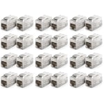 deleyCON 24 Pièces Adaptateur Cat 7 Keystone Métallique 2X Prise RJ45 Connecteur pour Câble de Raccordement RJ45 600 MHz 10 Gbps LAN DSL Ethernet et Utilisable comme Keystone - Argent