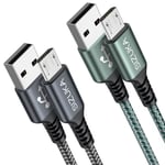 Câble Micro Usb[2M/Lot De 2]Chargeur Micro Usb,Nylon Tressé 3A Chargeur Rapide Micro Usb Compatible Pour Android,Samsung S7 S6 Edge J3 J5 J7,Redmi Note 5 6 Pro,Wiko,Huawei,Kindle,Lg