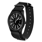 Vicloon Montre Homme Montres Etanche Design Mode Analogique Chronographe Lumineuses Acier Inoxydable Grand Cadran Bracelets Nylon Band Cadeau élégant pour Hommes d'affaires-Noir