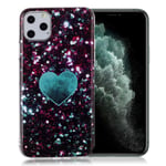 Apple Marble iPhone 11 Pro Max kuoret - Vilkkuva Sininen Sydän Tummansininen