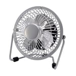 Mini ventilateur Sobrem. métal Bulerias 2,5 W 5 V Chrome : compact et orientable, idéal pour les espaces restreints. Dimensions : 14,8 x 14,2 x 7,6 cm. Alimentation facile via port USB.