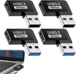 4 Pièces Usb 3.2 90 Degrés Angle Adaptateur,Cable Usb Coudé,Adaptateur Usbc,Transfert D Données Rapide,Connecteur En L,Rétrocompatible Usb 3.0/2.0/1.0,Otg,Compact Et Portable[L1891]