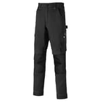 Dickies Universal Flex Knee Pad Mens Black Workwear Trousers Cotton - Size 28 Regular