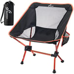 Sportneer Chaise de Camping Conception élargie Chaise Compactes de Plage Chaise Pliable pour l'Extérieur pour Les Voyages avec Un Sac à Dos Randonnée Pelouse Pique-Nique, Orange, 1