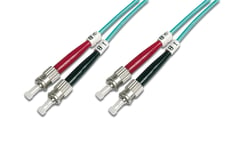 DIGITUS Professional - Cordon de raccordement - ST multi-mode (M) pour ST multi-mode (M) - 1 m - fibre optique - 50 / 125 microns - OM3 - sans halogène - turquoise