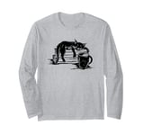 Halloween Cat Witch Magic Coffee And Books Long Sleeve T-Shirt