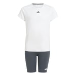 adidas Fille Train Essentials Tee and Shorts Set Kids, white/carbon, 9-10 Years