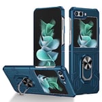 COQUE Étui pour Samsung Z Flip 5, de téléphone Tout Compris Mecha-Style Shell Film avec Support vidéo carré, de téléphone Pliable pour Samsung Galaxy Z Flip 5 5G-Bleu Royal