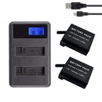 2 pièces pour GoPro Hero 4 batterie + LCD double chargeur pour Gopro 4 Batteries Go Pro Hero4 bateria AHDBT 401 accessoires caméra d'action