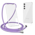 ZTOFERA Crossbody Lanyard Case for Samsung Galaxy S23+ / S23 Plus 5G, Ultra Clear Hard Back with Soft Bumper Protective Phone Case with Strap Adjustable Neck Cord Necklace Shockproof Cover, Purple