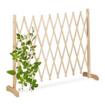 Relaxdays Wooden Trellis, Extendable up to 275 cm, for Climbing Plants, Free Standing Scissor Grille, Garden, Natural, Wood, 90 x 275 x 28 cm