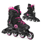 ATTABO Roller Fitness Cyclone Taille 39 EU Roues ABEC-7 PU 82A Couche Semi-Dure TPR Frein Confort Stabilité Ajustement Trois Niveaux Matériaux Durables Couleur Noir/Rose