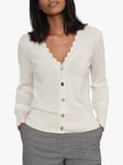 Pure Collection Cashmere Scalloped Cardigan, Soft White