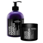 JOANNA Professional Silver Boost Complexe – Shampoing et après-shampoing pour femme – Amélioration de la couleur – Neutralisation des tons jaunes indésirables – Réflexes frais argentés – Contenu 500 g