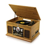 Tourne-Disque RETRO- Britz 2x50W- 33/45/78 Tours - USB SD / Bluetooth RADIO FM / Lecteur CD/Cassette - 2 HP St?r?o - Bois