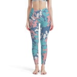 WellWellWell Pantalon de yoga pour femme - Motif floral - Taille haute - Pour les loisirs - Blanc