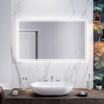 Illuminated LED Bathroom Mirror With White Lights Single Touch Sensor Switch Wall Mounted IP44 Smart Modern Bathroom Vanity Mirror 1000x600mm