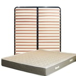 King of Dreams Ensemble Matelas 160x200 x 23 cm + Sommier + Pieds + Protège Ensemble Matelas Offerts avec Face de Contact Latex densité 80 Kg/m3 - Tissu 100% Coton - Soutien Ferme