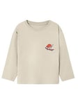 Name It Mini Boys Skateboarding Long Sleeve Tshirt - Birch, Beige, Size 2-3 Years