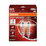 Osram NIGHT BREAKER LASER H1, 150% de luminosité en plus, lampe phare halogène, 64150NL-2HB, 12V, Boîte pliante suspendue (2 lampes), white