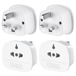 4 Pack European to UK Plug Adaptor, US to UK Travel Plug Adapter with 13A Fuse for USA, EU, Australia, Thailand, Canada, Japan and More (Type A, B, C, I, E, F, L)