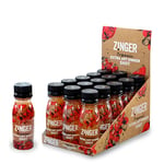 Zinger extra hot ginger shot (Pack of 15 x 70ml). Organic plant based shot with 27.9g of pressed ginger juice. Natural kick in a pocket-sized format with no added sugar.