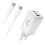 SiGN OnePlus 65W GaN Pikalaturi 2xUSB-C & 1xUSB USB-C-kaapelilla, 2m