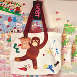 Shopping Bag Monkey Shoulder Bag Canvas Student Handbags  Work