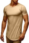 Leif Nelson T-shirt en coton, avec manches courtes et col rond - Pour homme LN6368 - Beige - XX-Large