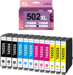 502Xl Cartouches D'Encre Compatible Pour Epson 502 Xl Cartouches Multipack Pour Expression Home Xp-5150 Xp-5100 Xp-5155 Xp-5105 Workforce Wf-2860 Wf-2865 Wf-2880 Wf-2885 (12 Pack)[DYJ070993]