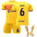 No.6 Gavi 22-23 Barcelona tröja Borta Fotbollskläder - Perfet Kids 26(140-150CM)