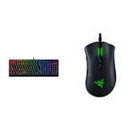 Razer BlackWidow V3 (Green Switch) - Mechanical Gaming Keyboard| Black & DeathAdder V2 - Wired USB Gaming Mouse with Optical Mouse Switches, Focus+ 20K Optical Sensor, Black
