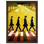 Doppelganger33 LTD Abbey Road Abstract Stylised Beatles Boho Landscape Red And Ochre Artwork Framed A3 Wall Art Print