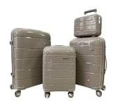 CELIMS - Set Valise en Polypropylène Champagne 4 pièces | Valise Cabine + Valise Moyenne + Valise Grande Taille + Vanity | Élégance et Fonctionnalité