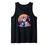 Retro Kitten Cats, Funny Orange Tabby Cats And Black Cats Tank Top