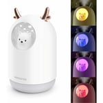 300ml Mini Humidificateur D'air, Humidificateur Silencieux avec Lumières led, Arrêt Automatique Sans Eau de L'humidificateur de Bureau usb pour la