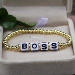 shangwang Mode Lettre Pendentif Perle élastique Bracelet/Collier 26 Articles Pendentif Lettre CZ chaîne pour Filles/Femmes Couple Bijoux Boss