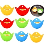 SevenMye 8 Packs Silicone Egg Poacher Perfect Silicone Poached Egg Maker Non-Stick Poached Eggs Cups BPA Free Silicone Egg Poacher Cups Microwave Egg Poacher Kitchen Cookware Tools