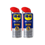 WD-40 Specialist Silicone Spray Lubricant Twin Pack - 2 x 400ml Cans - Versatile All-Weather Protection for Extended Tool Life, Repels Moisture, Dust, and Grime - Smart Straw Applicator Included