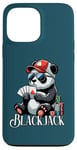 Coque pour iPhone 13 Pro Max Blackjack Panda Jeu de cartes à jouer Panda