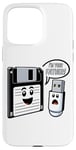 Coque pour iPhone 15 Pro Max Disquette vers clé USB 90s 00s Ordinateur Drôle Geek Joke