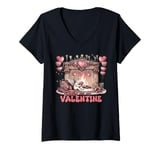 Womens Books Are My Valentine Book Lover Valentine’s Day Bookworm V-Neck T-Shirt