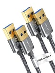 JSAUX USB 3.0 A Male to Male cable, [2-pack/1M+2M] 5Gbps SuperSpeed Data Transfer Cable Gold Plated Compatible for External Hard Drive, Blu-ray, Printer,Camera,DVD, etc-Grey