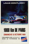 MONTLHéRY AUTO 1000km PARIS 1969 Rf1 - POSTER HQ 40x60cm d'une AFFICHE VINTAGE